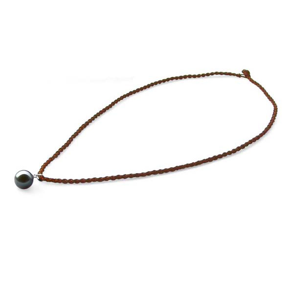 10mm South Sea Shell Pearl Pendant with Silk Cord