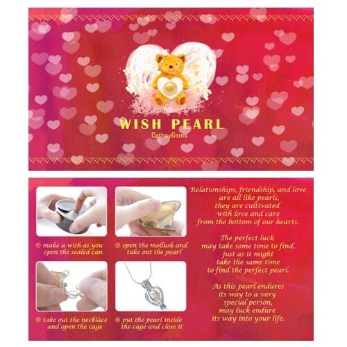 7-8mm earrings Wishing Pearl Gift Set with 16in Silver Chain, Silver Pearl Cage and Silver Extension Chain