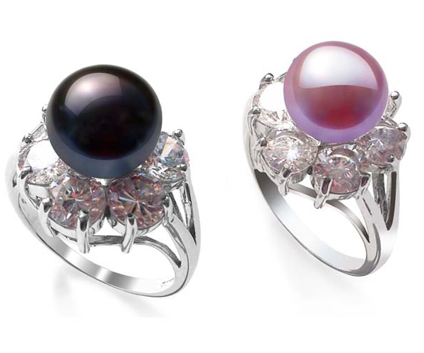 9-10mm Pearl Ring in Flower Design in 925 Silver