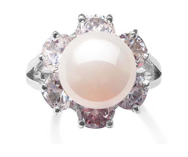 9-10mm Pearl Ring in Flower Design in 925 Silver