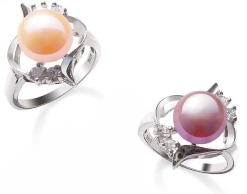 Pink and Mauve 9-10mm Curve Designer Pearl Ring, 925 SS