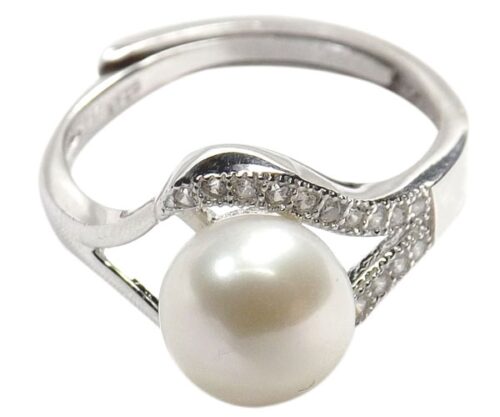 Sterling Silver White Pearl Ring Adjustable Size