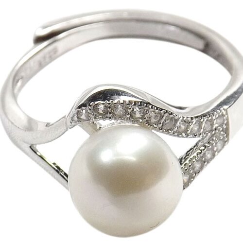 Sterling Silver White Pearl Ring Adjustable Size