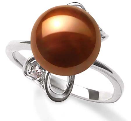 Chocolate 9.5-10mm Sterling Silver Pearl Ring