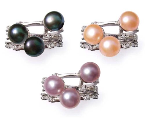 Black, Pink and Lavender 6-7mm Beautiful 3 Pearl Ring Pearl SSS Ring