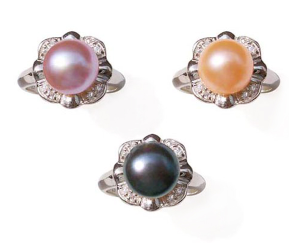 Sterling Silver Pearl Flower Ring Stamped 925