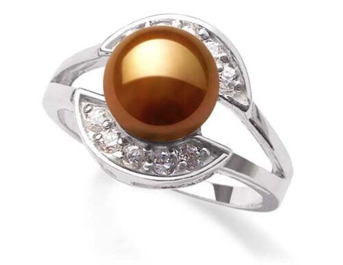 Chocolate 8mm Freshwater Pearl Ring, Stamped 925 Sterling Silver