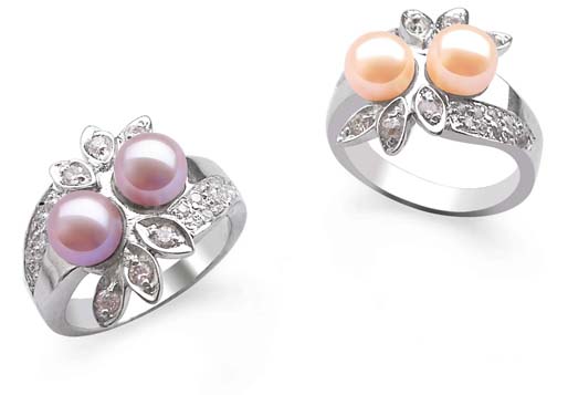 All Mauve and All Pink 6-6.5mm SS 2 Pearl Ring