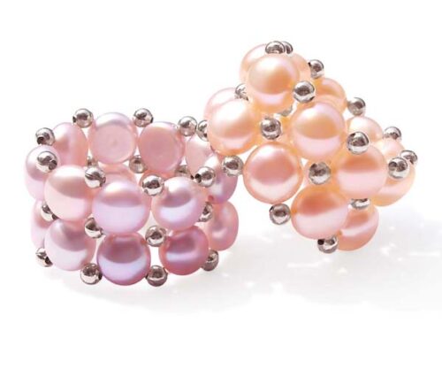 Pink and Mauve 6.5-7.5mm Stretchable Pancake Pearl Ring