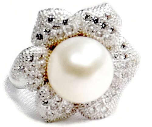 White 9-10mm Pearl Ring 925 Sterling Silver
