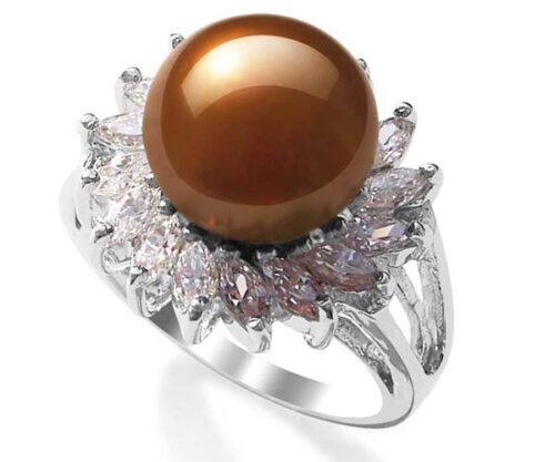 Chocolate 10-10.5mm Pearl SS Ring