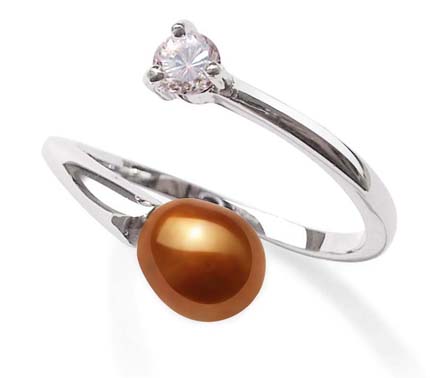 Chocolate 5-6mm Adjustable Sized Pearl Ring