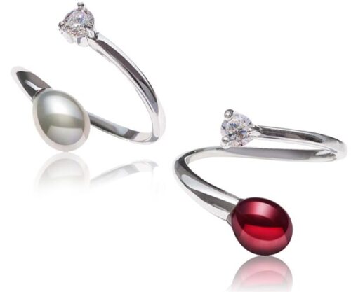 Grey and Cranberry 5-6mm Adjustable Sized Pearl Ring