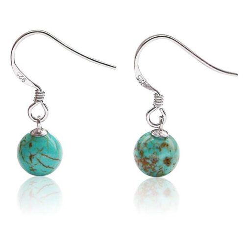 8-9mm Turquoise Jade Coral and Tigers Eye Earrings in 925 Silver