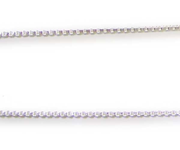 18inch Long 925 Sterling Silver Box Chain with 18k White Gold
