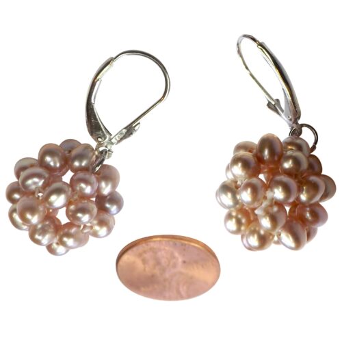 Sterling Silver Euro Lever back mauve colored Pearl Earrings