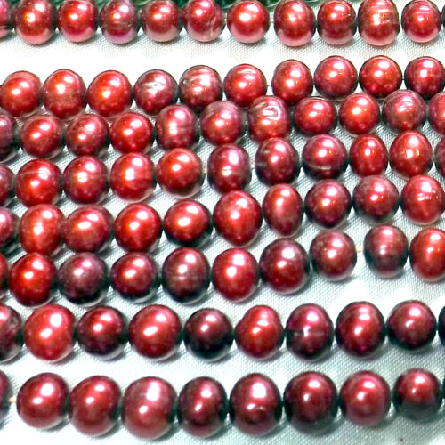 cranberry near round pearl strands