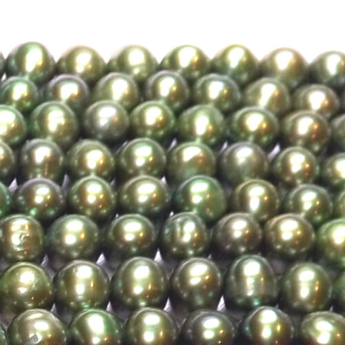green colored near round pearl strands