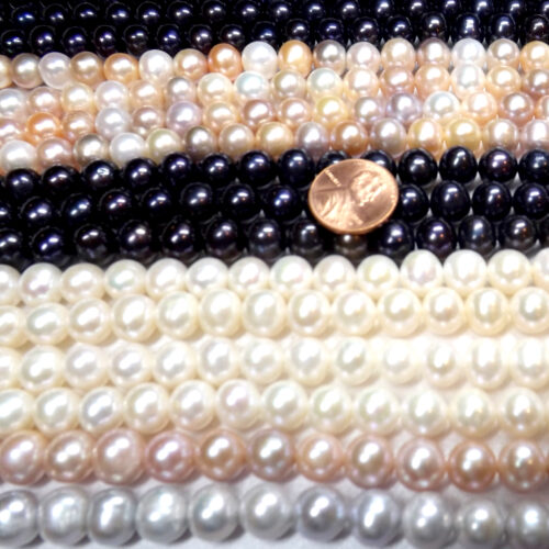 9-10mm Near Round Various Colored Pearl Strand