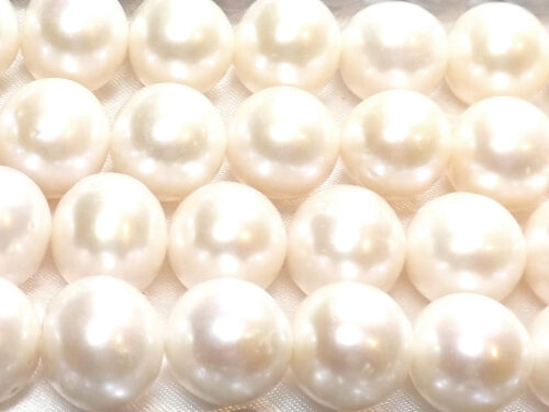 White Colored 12-13mm Near Round Potato Pearls on Temporary Strand