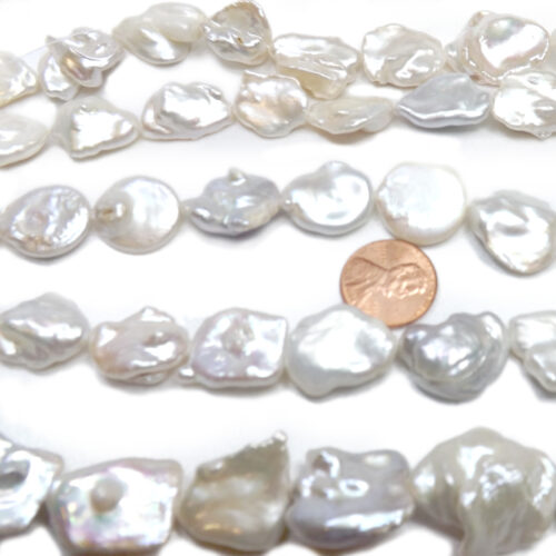 White Colored 15-20mm Huge Baroque Pearls Strand