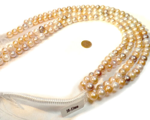 10-11mm round pearl strands in multi color