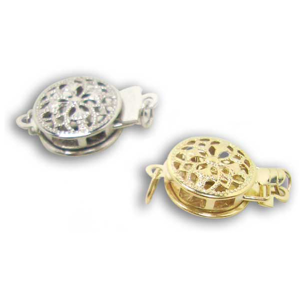 14K Yellow or White Gold for Single Row Pearls Round Clasps