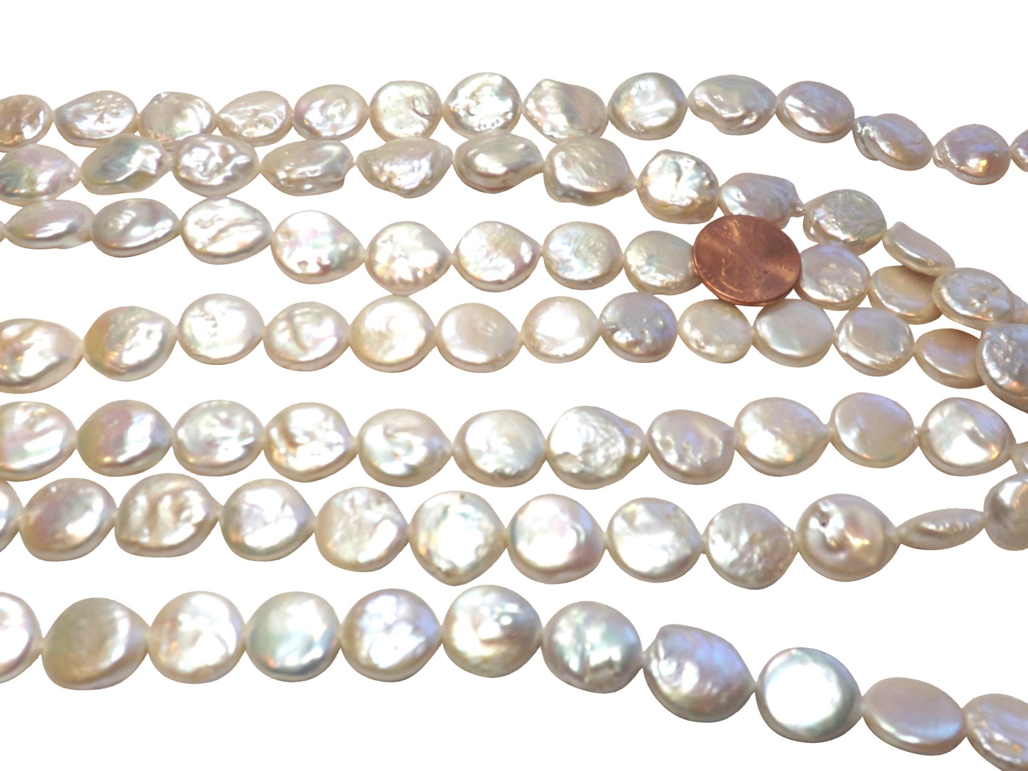 Chunky Coin Pearls 13-14mm to 14-15mm on a Temporary Strand
