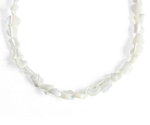 White Sea Shell Claspless Irregular Nugget Necklace, 48in
