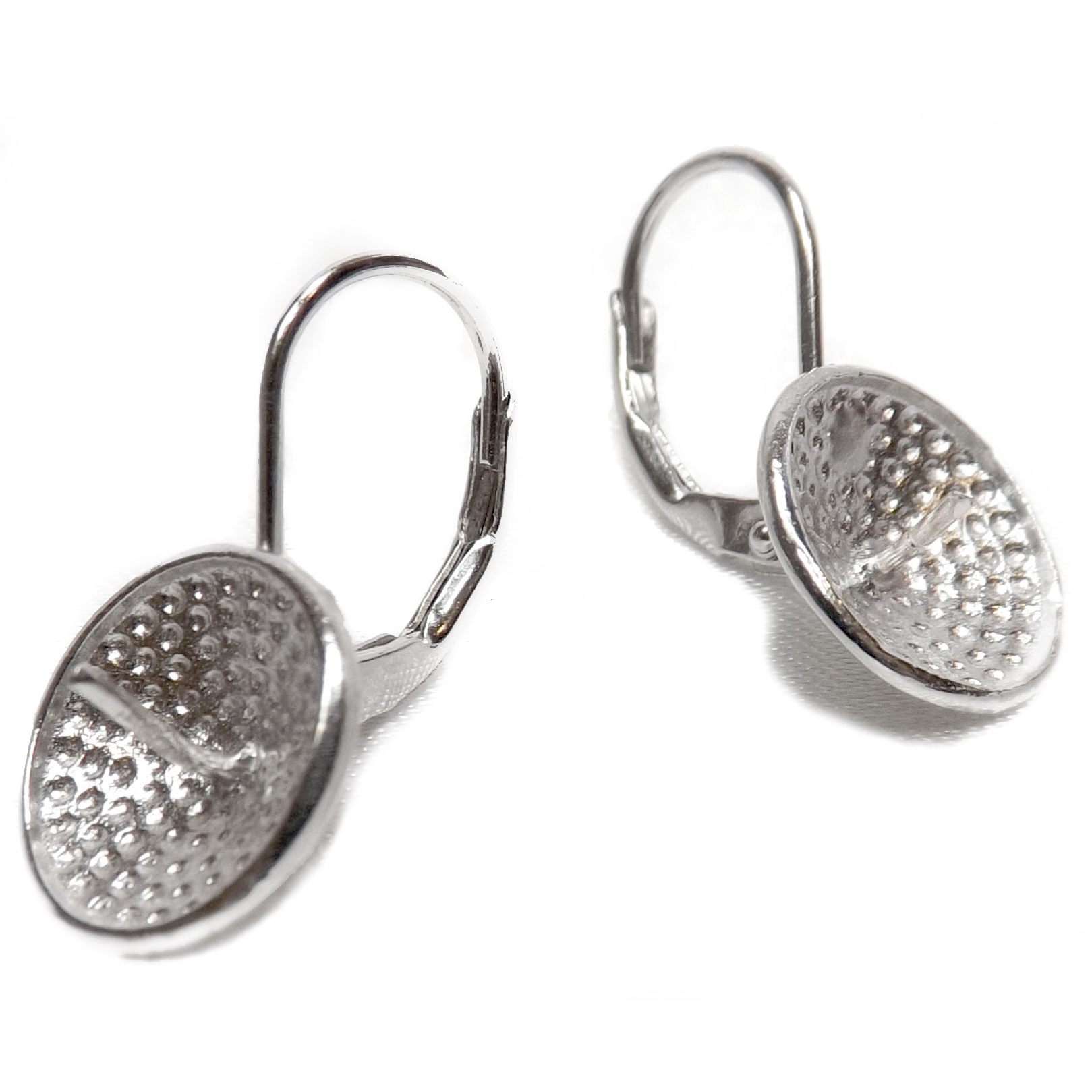 Large Sized 925 Sterling Silver Leverback Earrings Setting