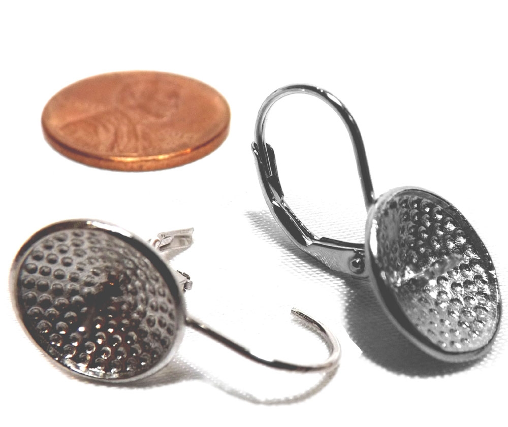 Large Sized 925 Sterling Silver Leverback Earrings Setting