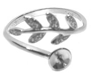 3 Leaves Designed 925 Sterling Silver Adjustable Ring Setting