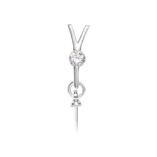 Simple Pendant Setting with CZ Diamonds, 18K White Gold Overlay