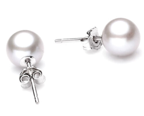 5-6mm Truly Round High Quality Pearl Stud Earrings 925 Sterling Silver