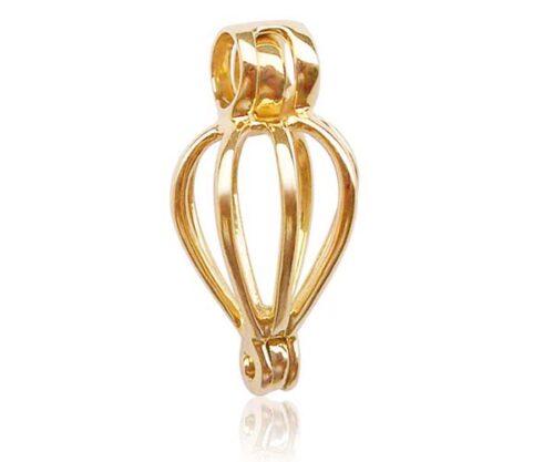 14K Solid Gold Heart Shaped Cage for Your Keepsake Pearl