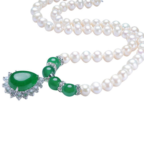 Jade pearl Silver Necklace