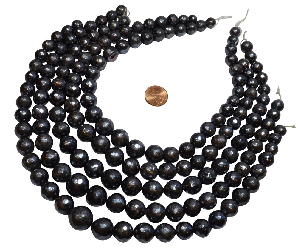 10-14mm handcarved round pearl strands