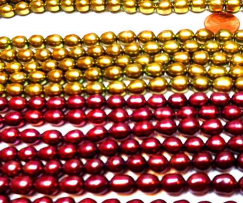 Dark Golden Rod and Cranberry Pearl Strands