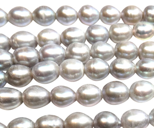 8-9mm Grey or White AA+ Quality Rice or Oval Pearl Strand Large 1.7mm Holes