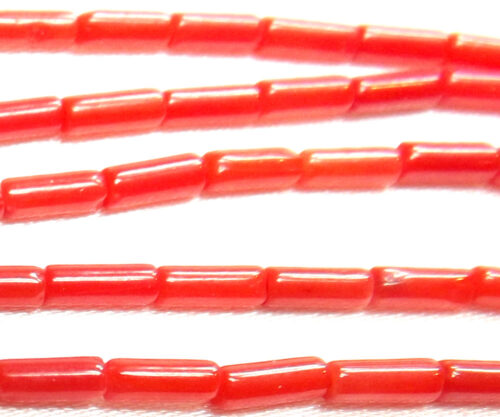 2x6mm red tube shaped coral beads