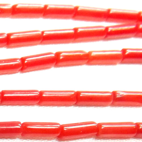 2x6mm red tube shaped coral beads