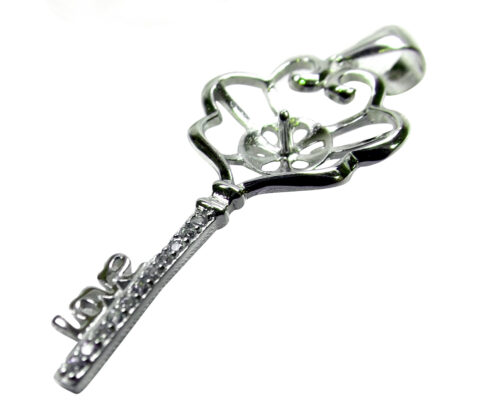 large 925 Sterling Silver pendant setting key shaped