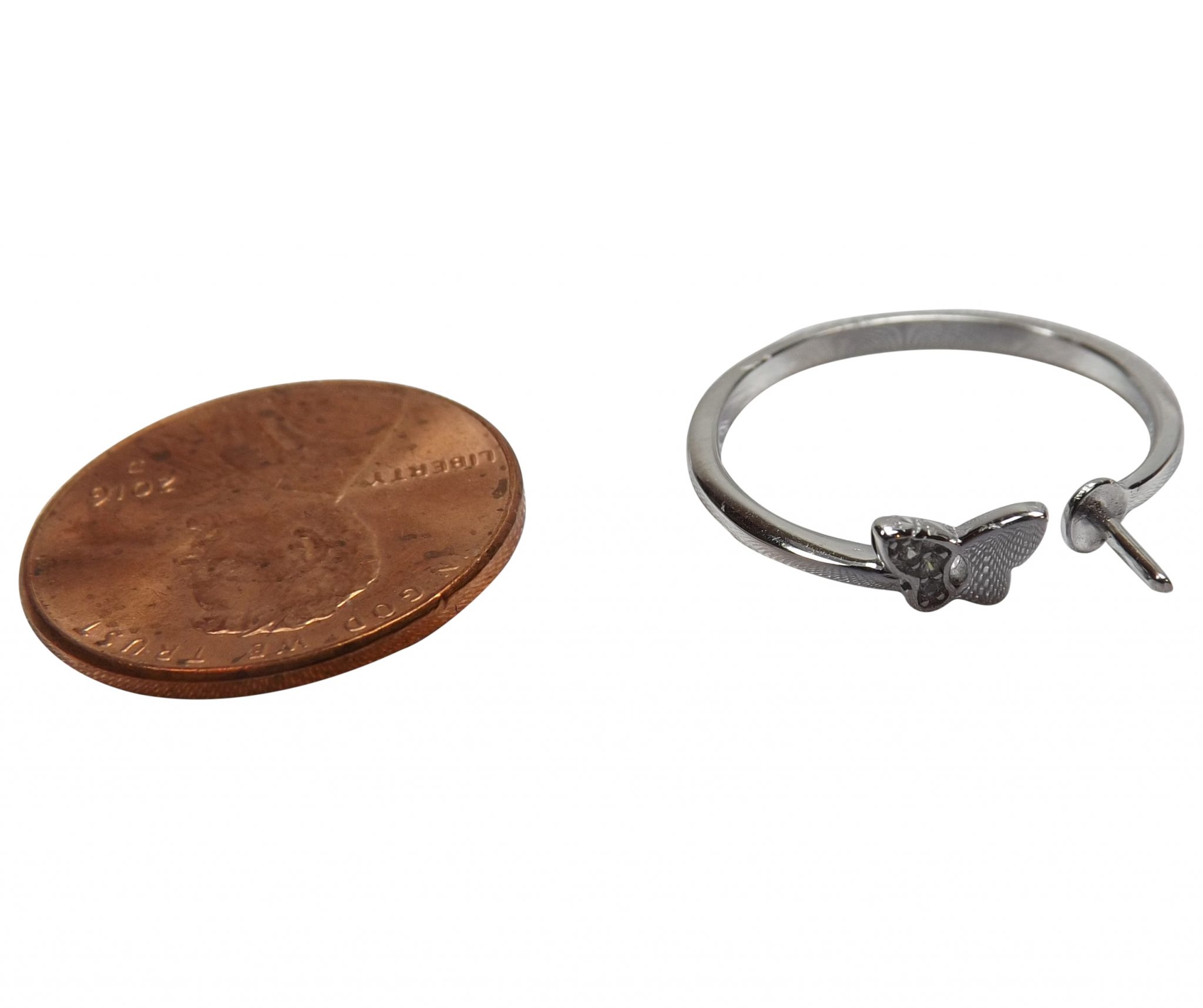 925 Sterling Silver Open Front Butterfly Adjustable Ring Setting