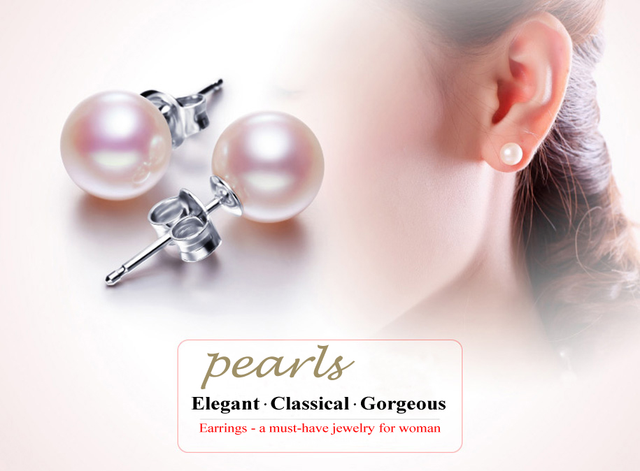 round pearl earrings in 925 silver