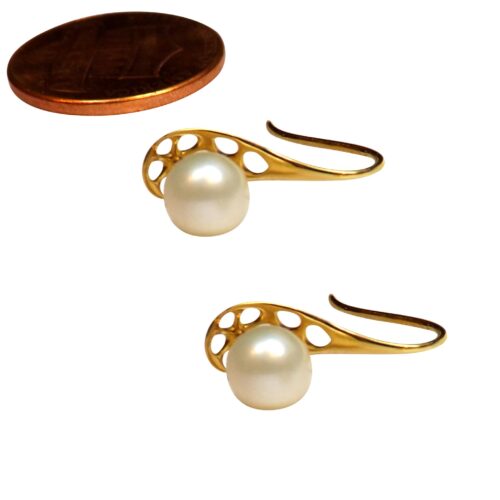 18k yellow gold pearl earrings