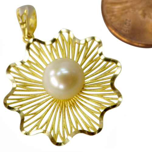 18k yellow gold pearl pendant setting