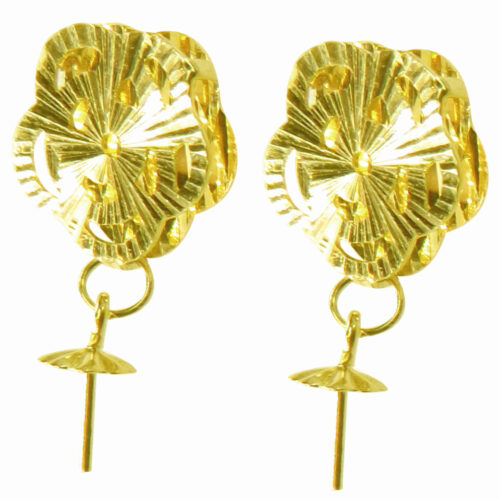 18k yellow gold flower pearl earrings setting