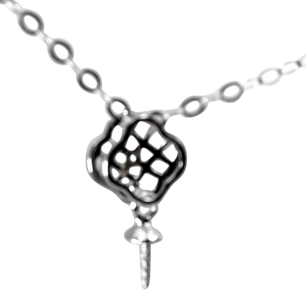 18K White Gold Lattice Design Pearl Pendant Setting