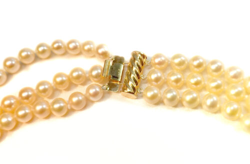 14K Yellow Solid Gold Clasps for 3 Rows Pearl Necklace