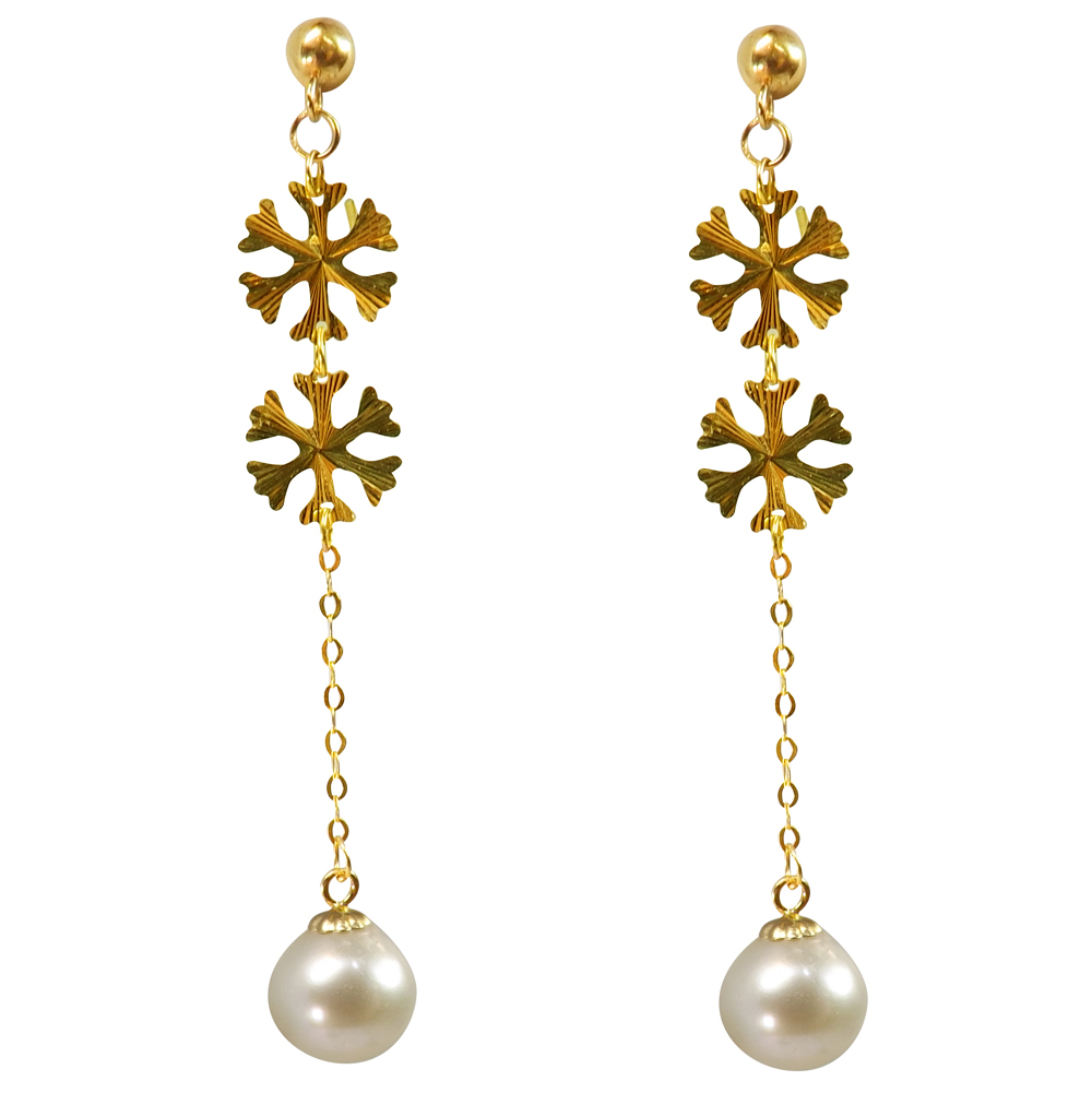 18k yellow gold pearl earrings